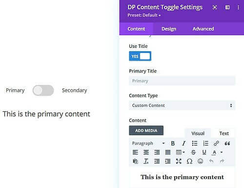 DP Content Toggle