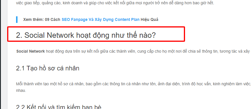 keyword in heading
