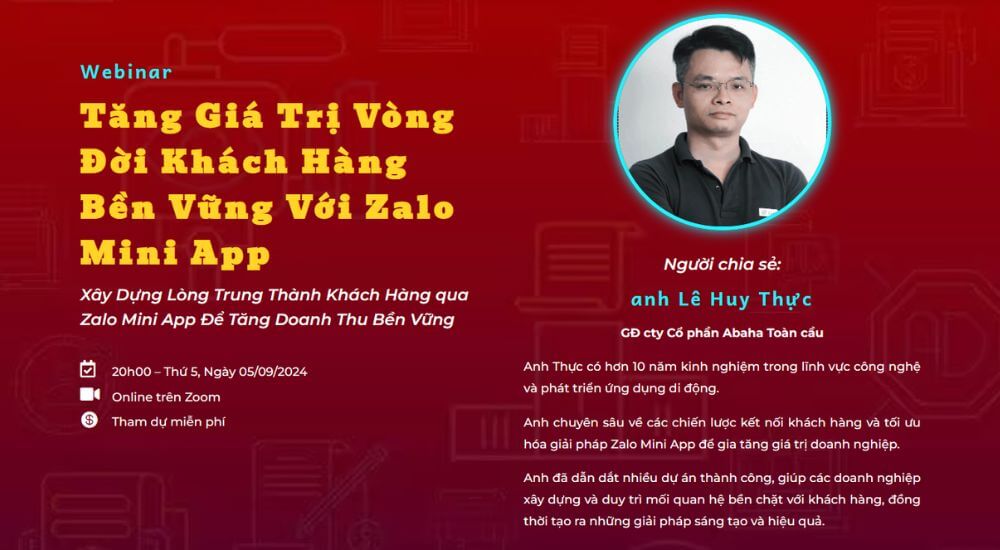 webinar zalo mini app